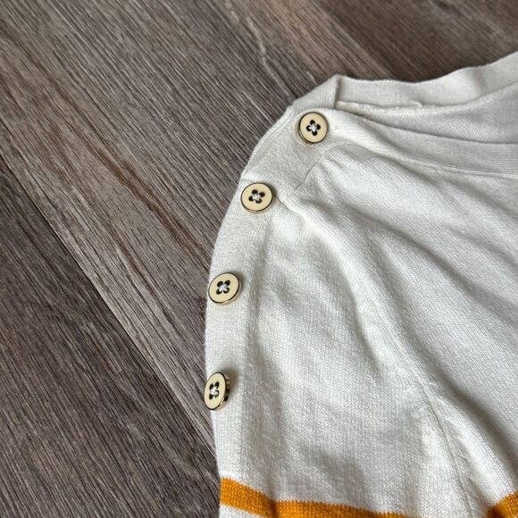 Banana Republic Sweater White/Mustard Yellow Striped w/Buttons EUC Size Medium - Picture 5 of 7